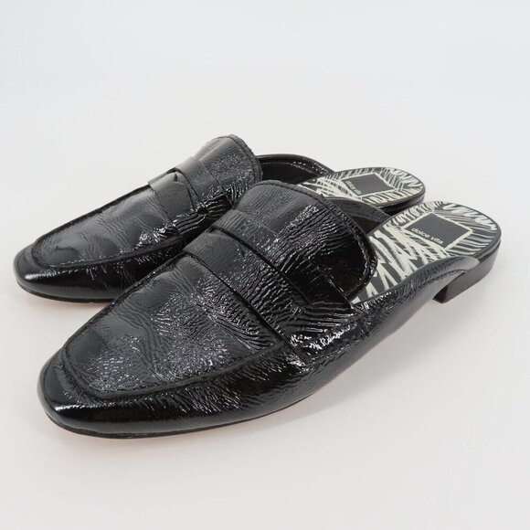 Dolce Vita Womens 8.5 Shiny Black Leather Upper Slip On Slide Loafer Flats - Picture 10 of 11